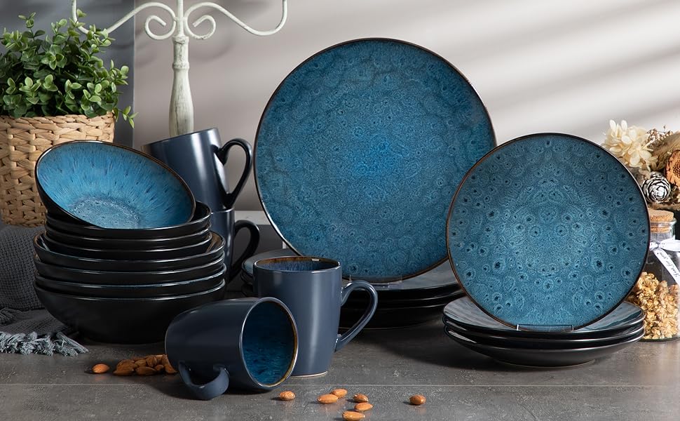 Набір супових тарілок Vancasso Bubble (4 шт.) з кераміки, 950 мл, для 4 осіб