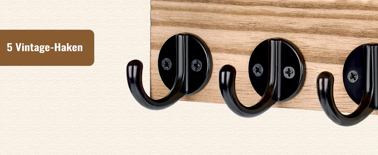 Дерев'яне ключниця з полицею на стіну, декоративне настінне кріплення для ключів, 5 гачків, для прихожої, спальні, вітальні (колір дерева)