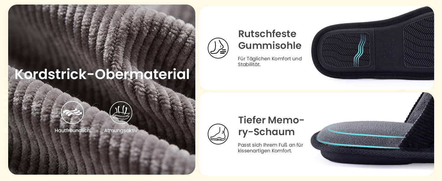 Чоловічі домашні капці RockDove LiteStep з вельвету та піною з ефектом пам'яті (Memory Foam), темно-сірі, розмір 42/43 EU