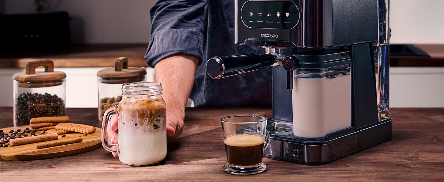 Кавомашина Cecotec Power Espresso 20 ColdBrew Latte Fresh: 1350W, 20 Бар, ColdBrew, Сенсорний екран, 1.5л резервуар, капучинатор, нержавіюча сталь