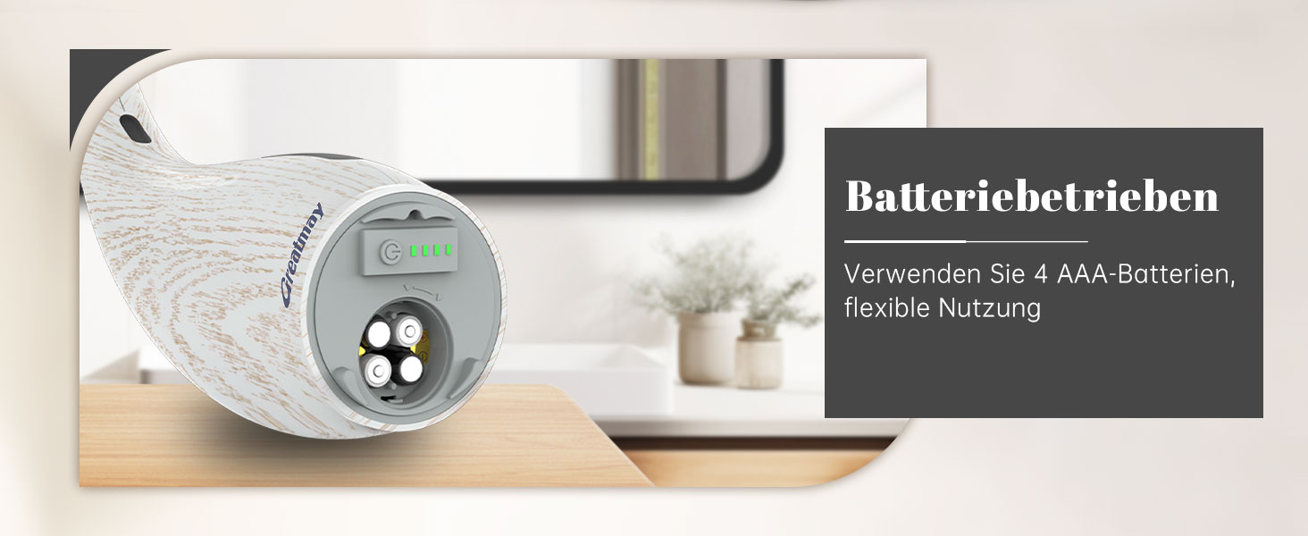 Greatmay Automatic Soap Dispenser - Touchless, Battery Operated, 300ml - Adjustable Settings, IPX6 Waterproof for Bathroom, Kitchen
