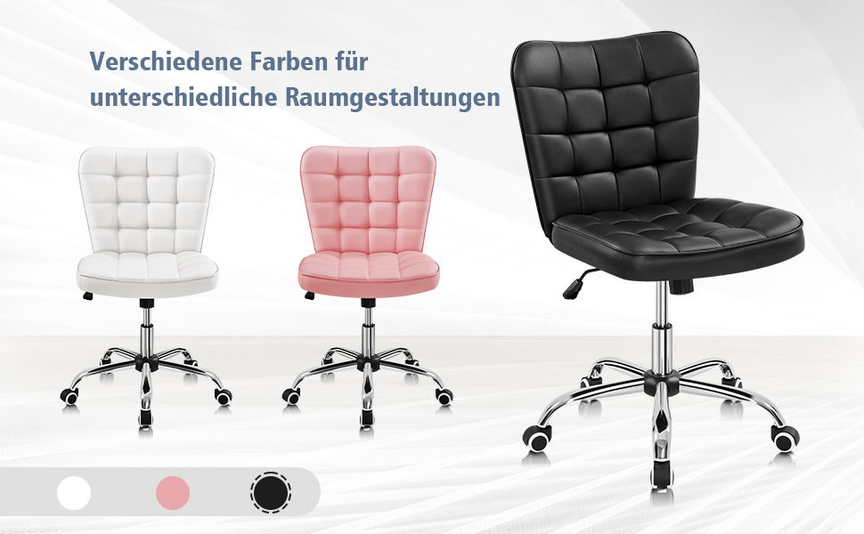 Крісло офісне Yaheetech без підлокітників, обертове, регульоване по висоті, на роликах, з штучної шкіри (чорне)