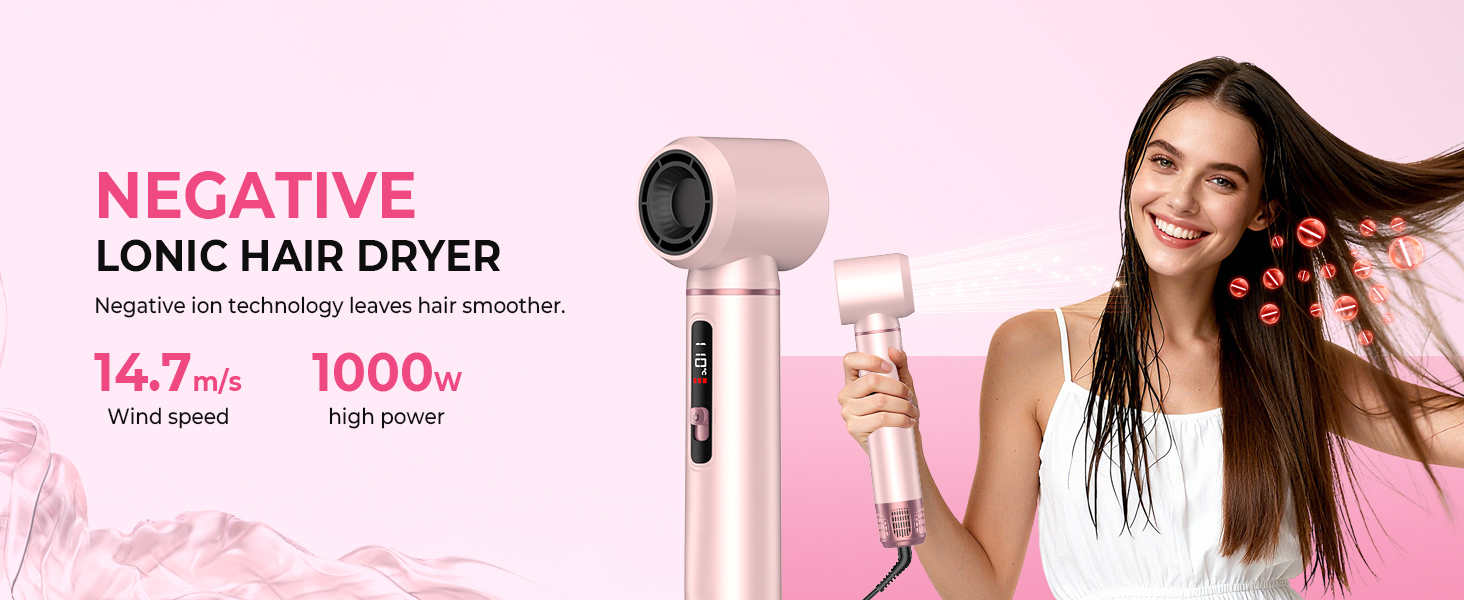 Мультистайлер для волосся 6 в 1 MogaWave Pro Air Styler 1000W: фен, автоматичний стайлер для завивки, вирівнювач та об'ємна щітка (Рожевий)
