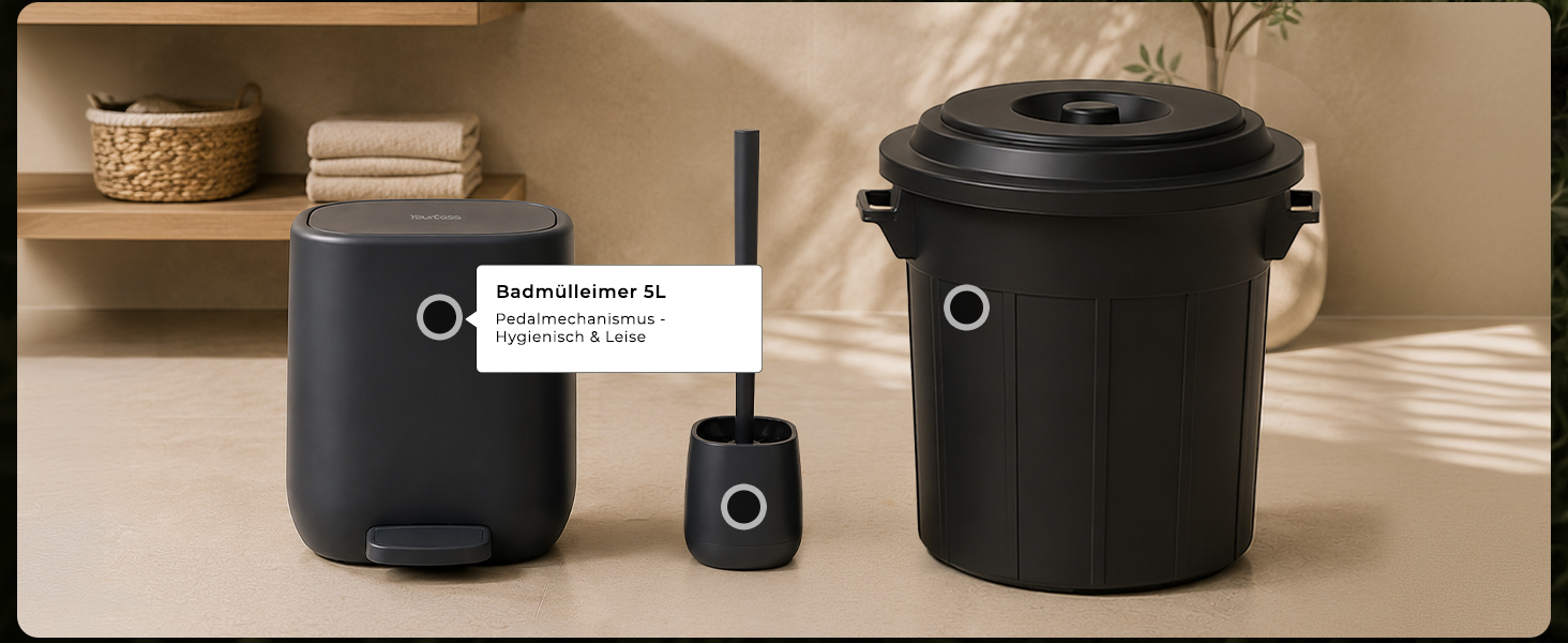 Сміттєвий кошик для ванної кімнати YourCasa 5Л з нержавіючої сталі з кришкою Softclose, антрацит