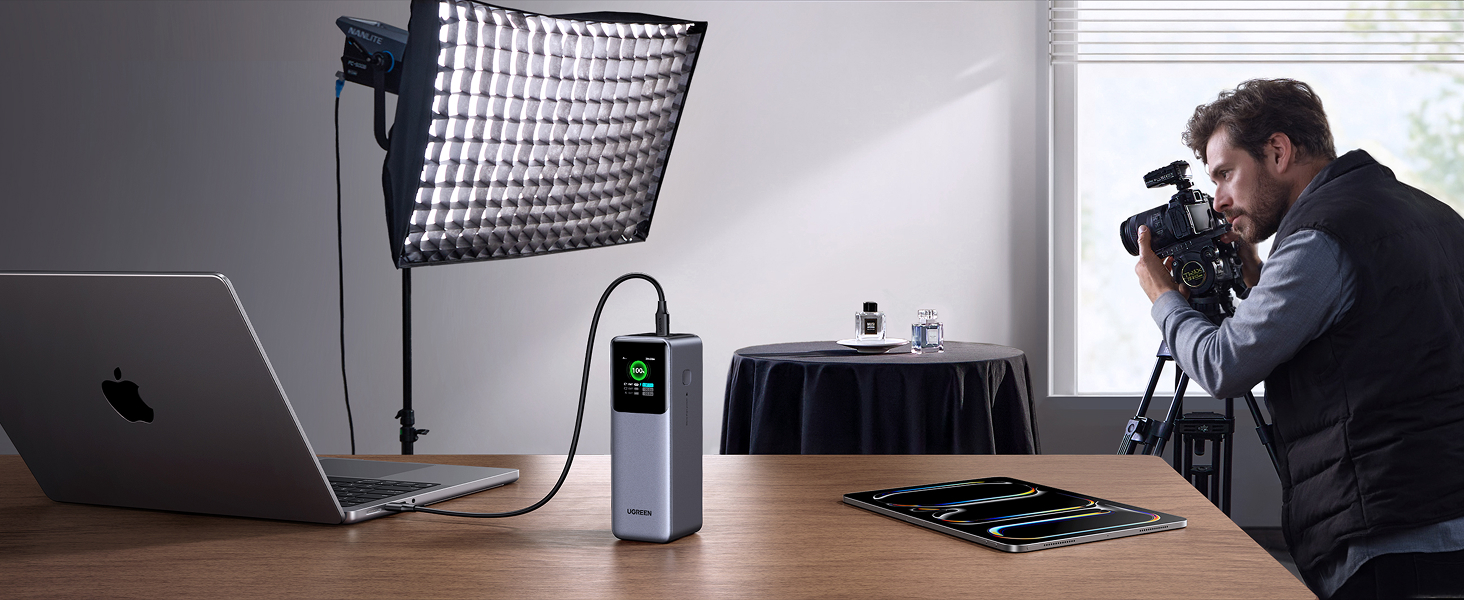 Power Bank UGREEN Nexode 25000mAh 200W з 3 портами, цифровим дисплеєм, USB-C PD 3.1, сумісний з iPhone, Galaxy, MacBook, Dell