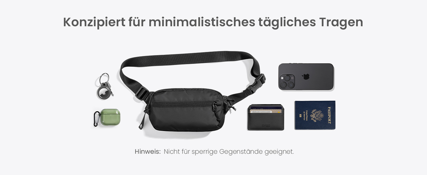 Сумка-слінг Tomtoc 1.5L з RFID захистом, антикрадіжна, для чоловіків та жінок, чорна