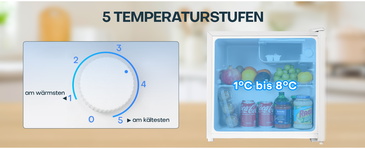 Upstreman 46L Mini Fridge with Freezer, Adjustable Thermostat, Energy Efficient, Quiet, Compact Refrigerator for Dorm, Office, Bedroom - White