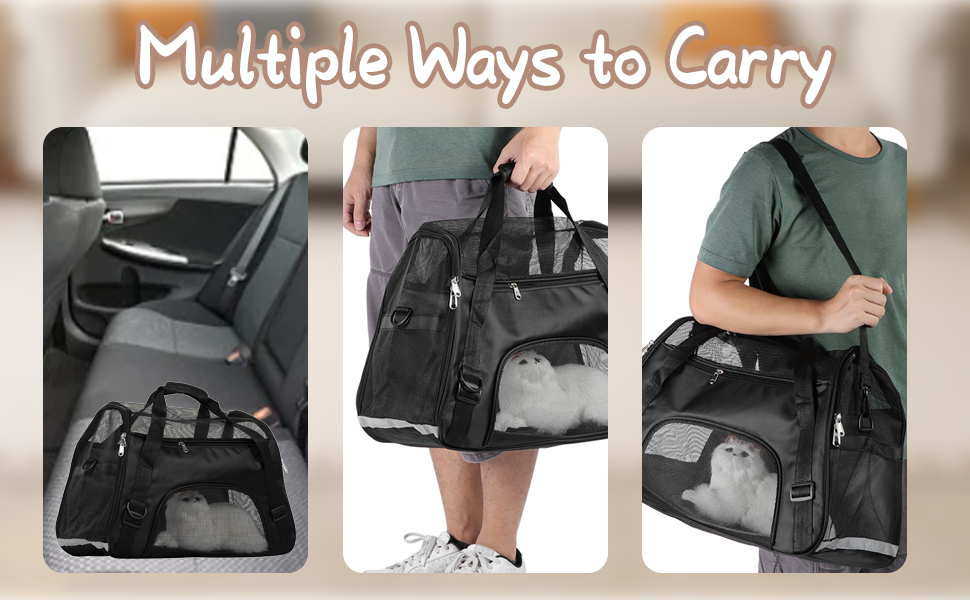 Транспортна сумка для собак і котів, складна переноска для тварин, чорна (L)