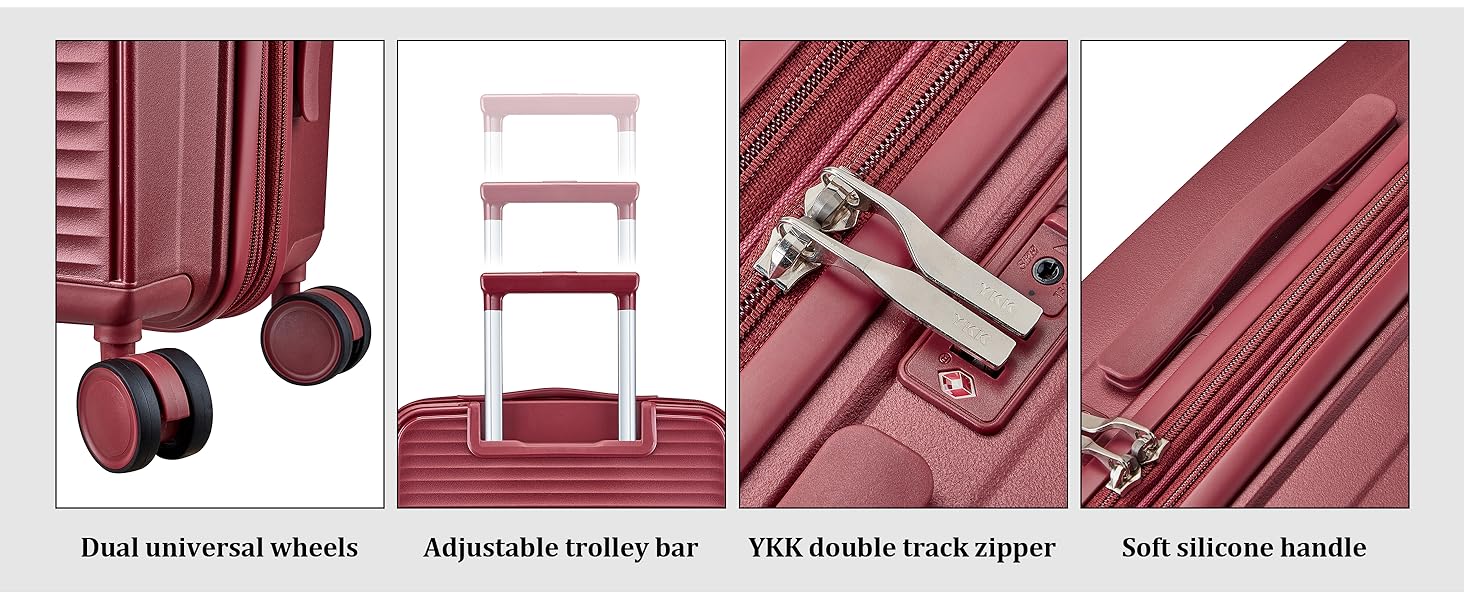Набір валіз Joyway 4шт з жорстким корпусом та TSA-замком, розширюваний, чорний (червоний), комплект валіз