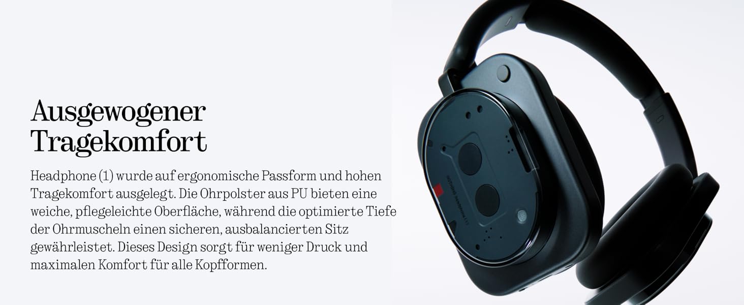 Бездротові накладні навушники Nothing Headphone (1) з активним шумопоглинанням (ANC), Hi-Res Audio, до 80 годин автономної роботи, водонепроникні, чорні