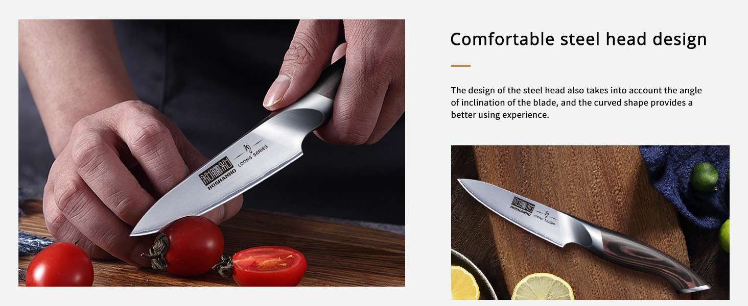 Ніж для чищення HOSHANHO 10 см, професійний ніж для фруктів та овочів, кухонний ніж з високоякісної нержавіючої сталі, ергономічна ручка з гострим лезом, срібний