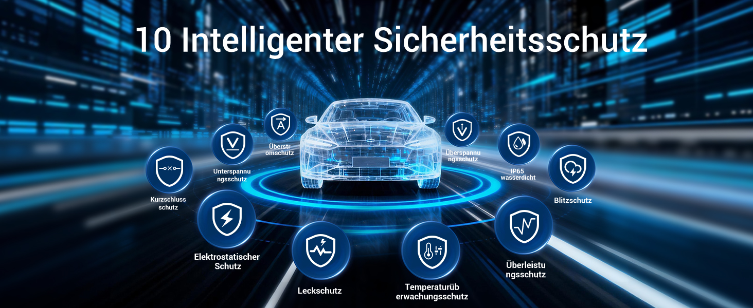 Кабель для зарядки електромобілів Schuko 3,7kW, 7м, 6-16A, 1-фазний, IP65, з LCD-дисплеєм, регульована потужність, таймер, для електромобілів та PHEV