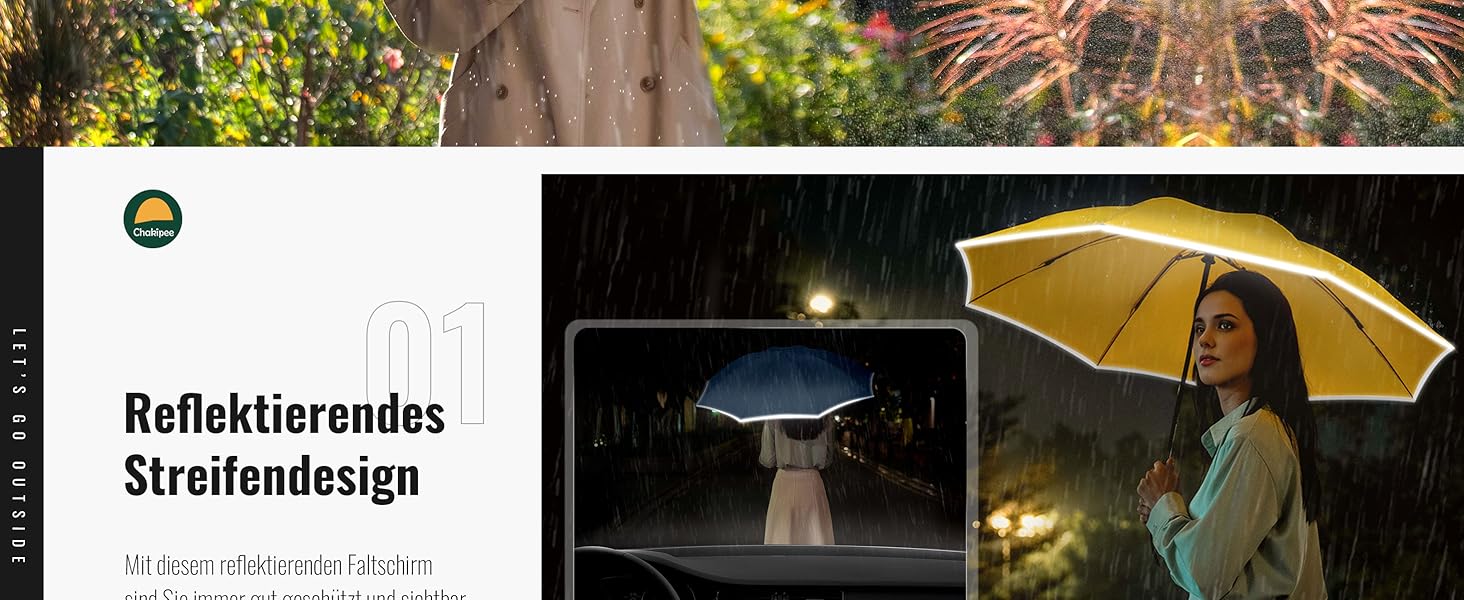 Чакіпі Регульований парасолька великого розміру, стійкий до сильного вітру, з відбиваючим покриттям, для чоловіків та жінок – автоматичний парасолька-тростина, компактний, для подорожей, чорний, покриття 210T, діаметр 106 см