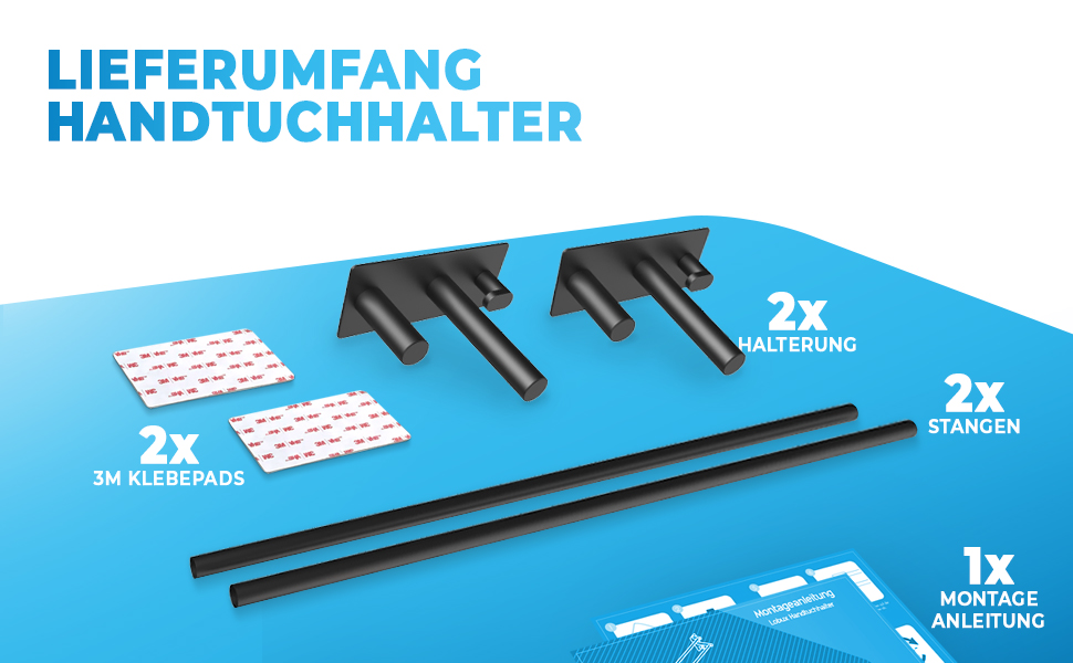 Тримач для рушників без свердління, нержавіюча сталь, подвійний, самоклеючий, з 2 гачками, для ванної кімнати, душової кабіни, кухні (12x5,5 см)