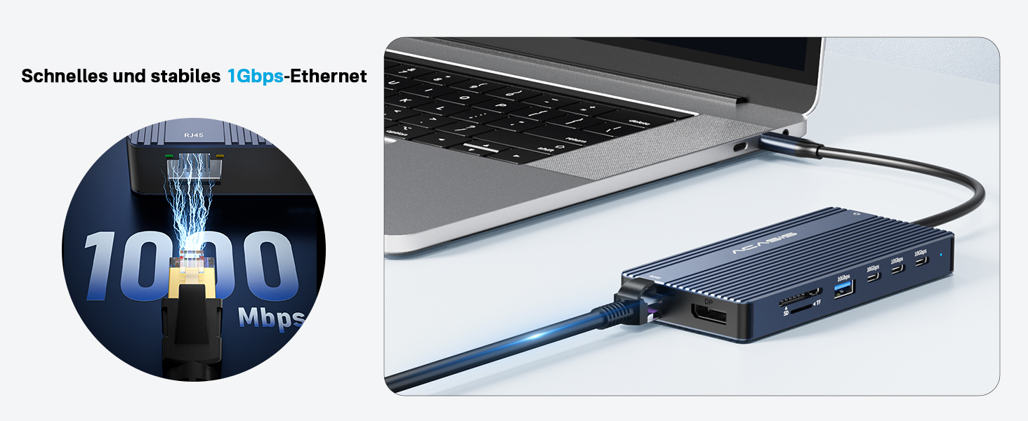 Хаб USB-C ACASIS DS0202 з двома виходами HDMI та DP (4K60Hz), Ethernet, 3 USB, 10Gbps, 100W PD, SD/TF, Audio, для MacBook/Dell/HP/Lenovo