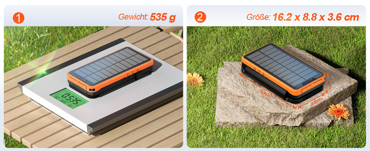 Сонячний павербанк 26800mAh elzle з 2 USB-A виходами та 1 USB-C входом, вологостійкий зовнішній акумулятор з 4 сонячними панелями та ліхтариком для смартфонів, планшетів, кемпінгу, чорний