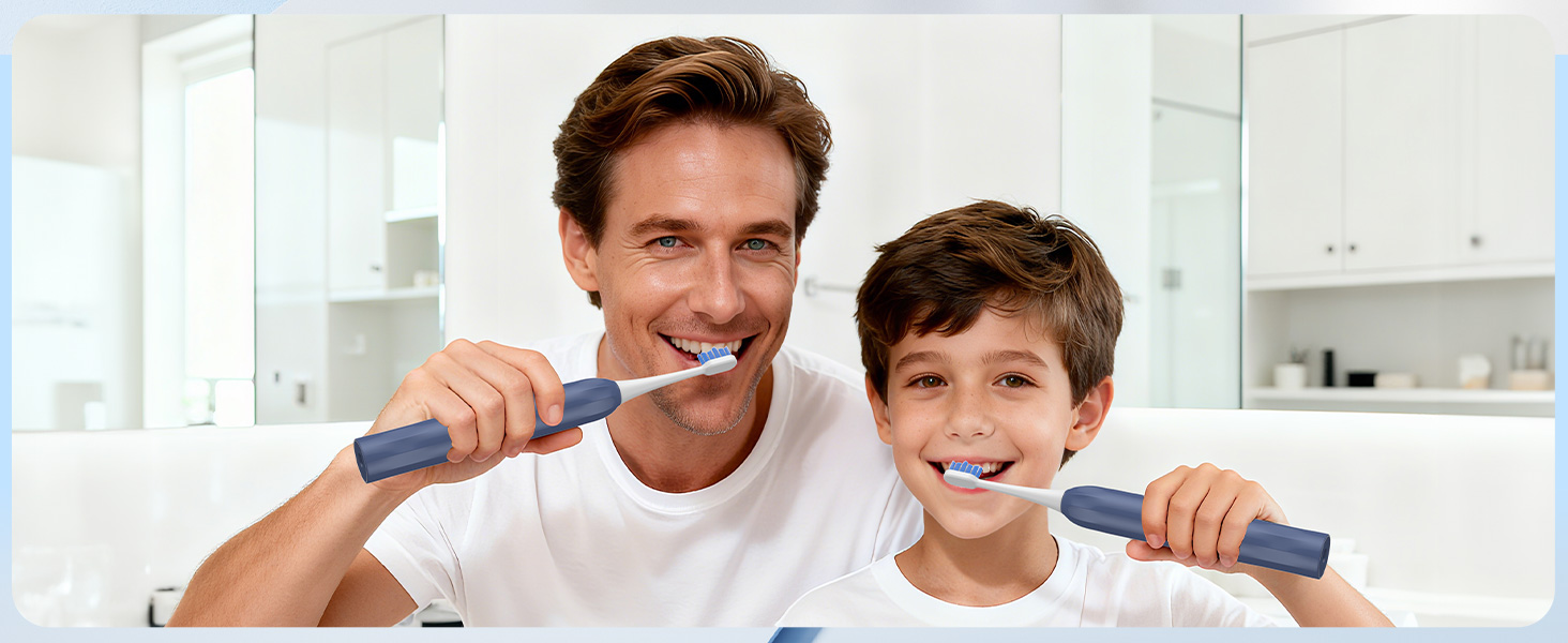 Електрична зубна щітка зі звуковою технологією, 5 режимів, таймер 30s, відбілює зуби за 2 тижні, 8 змінних насадок, IPX7, блакитна