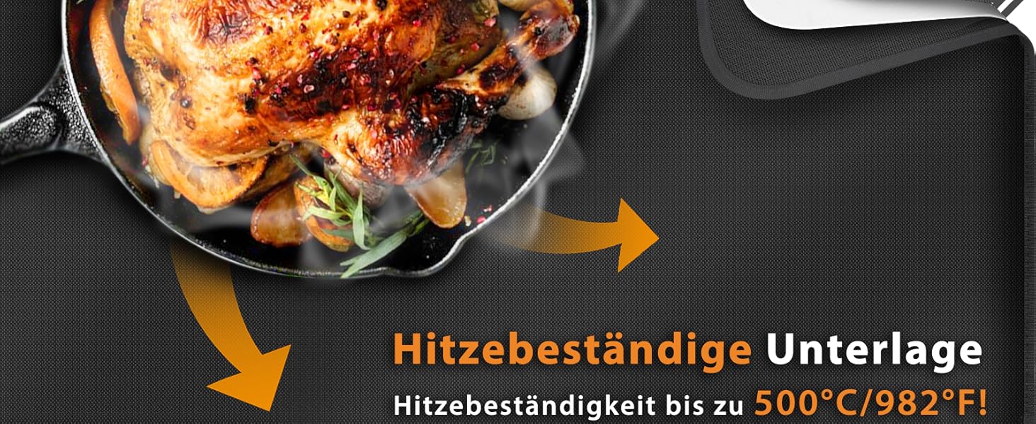 Термостійкий килимок для захисту від нагрівання 60x40 см, вогнестійкий килимок для кухонних стільниць, силіконовий килимок, неслизький та водонепроникний для аір-фрі, кавомашини (50x30 см, чорний)