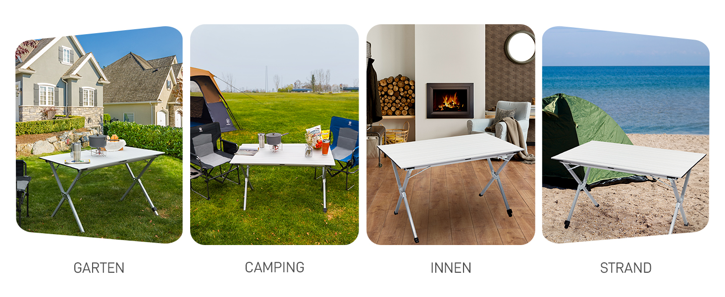 Розкладний туристичний стіл EVER ADVANCED 120x70 см з алюмінію для кемпінгу, пікніка, саду, балкону, срібний