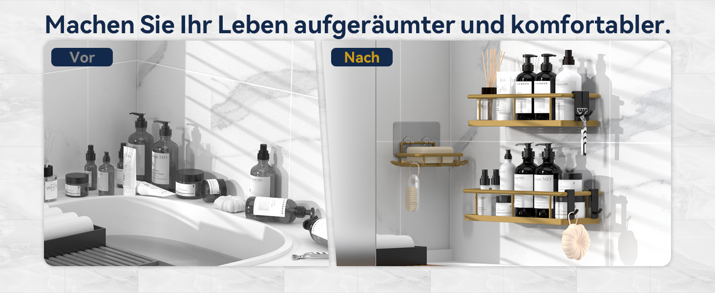 Поличка для душу YASONIC без свердління з мильницею - органайзер для ванної кімнати з нержавіючої сталі, швидковисихаюча поличка для душу, тримач для шампуню, 3 шт.