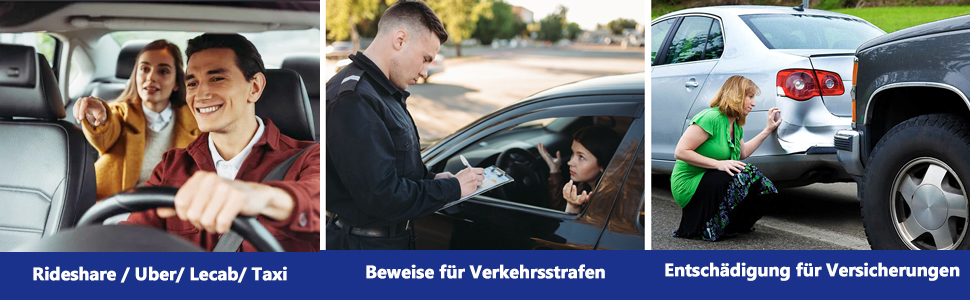 Відеореєстратор Volam 3-камерний з записом спереду, ззаду та в салоні. IR нічне бачення, WDR, G-сенсор, SD-карта 64GB, USB-C