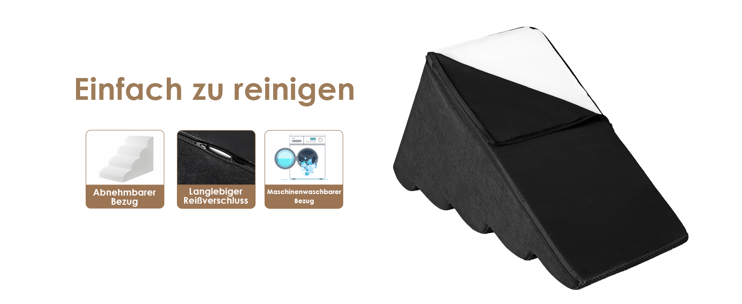 Сходинки для собак EHEYCIGA - 40 см, сірі. Зручні сходи для маленьких собак до ліжка/софи. 3 сходи, неслизьке покриття, миючий чохол. Розміри: 40 x 50 x 30 см