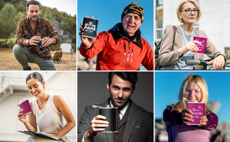 Термос-фляга LILABIENE з гравіюванням для туризму та походів у гори. Набір з чашкою, нержавіюча сталь, шкіра, чорний колір. Ідеально для чоловіків, на День батька, на День народження, на Миколая, на Різдво. Об'єм 8oz/240ml