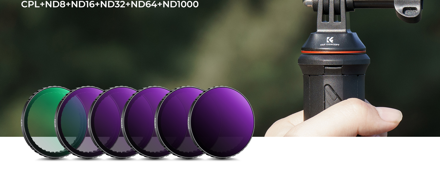 Фільтри нейтральної щільності K&F Concept ND8/16/32/64/1000 для DJI Osmo Action 4/5 PRO - комплект