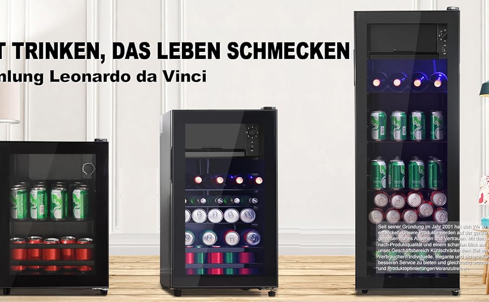 Холодильник Merax 128L, окремо розташований, з морозильником 8L, LED-підсвічуванням та регульованими полицями, супертихий, для ресторану, бару, напоїв та пива, чорний