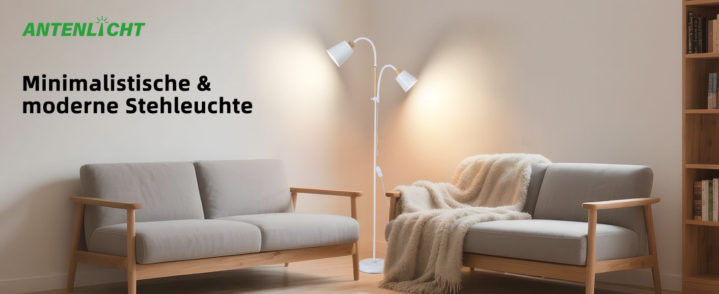 Світлодійна торшер ANTENLICHT YOYO з лампою для читання | E27, 60W | 360° регулювання | Вінтажний металевий торшер для вітальні | 159 см, зелений, без лампочки