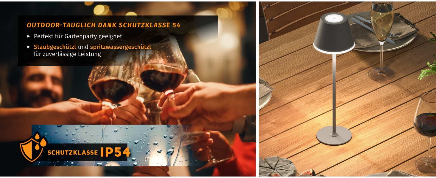 LED настільна лампа CSL з акумулятором - бездротова, сенсорна, димування, 3 кольори світла, метал, великий акумулятор, для дому та вулиці, колір антрацит