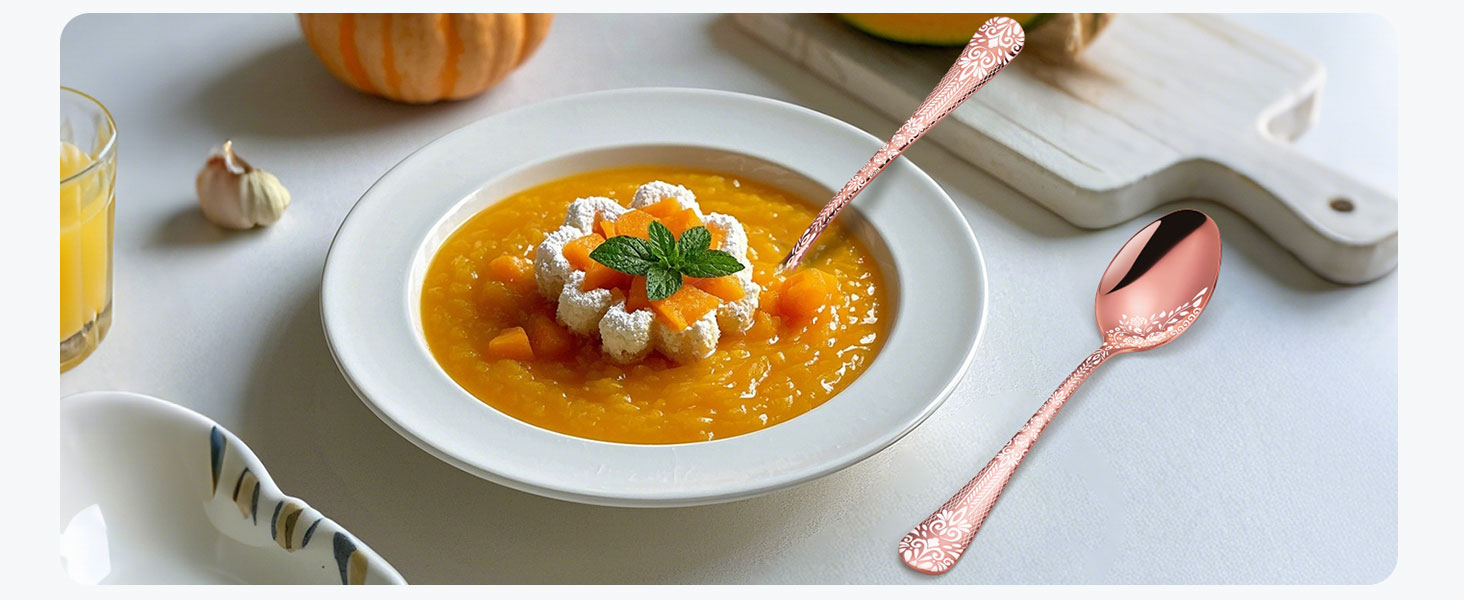 Набір столових приборів на 6 осіб HONKKU з нержавіючої сталі, з ножами для стейку, миючий посуду, 36 предметів, рожеве золото, з квітковим візерунком