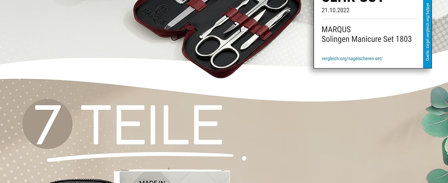 Набір для манікюру marQus Solingen з екошкіри 7 предметів - якісний сталевий набір для жінок та чоловіків