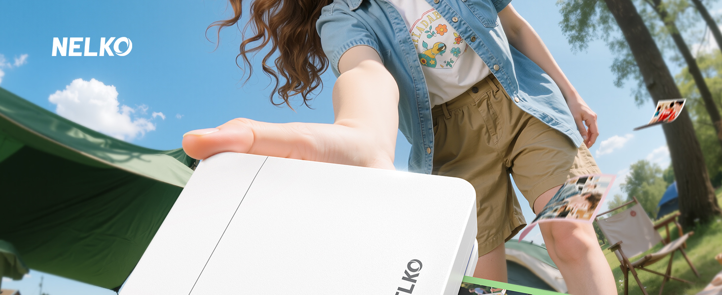 Портативний міні-принтер Nelko PP01 для фотографій з телефону (iOS & Android), 20 папірців, наклейки, білий