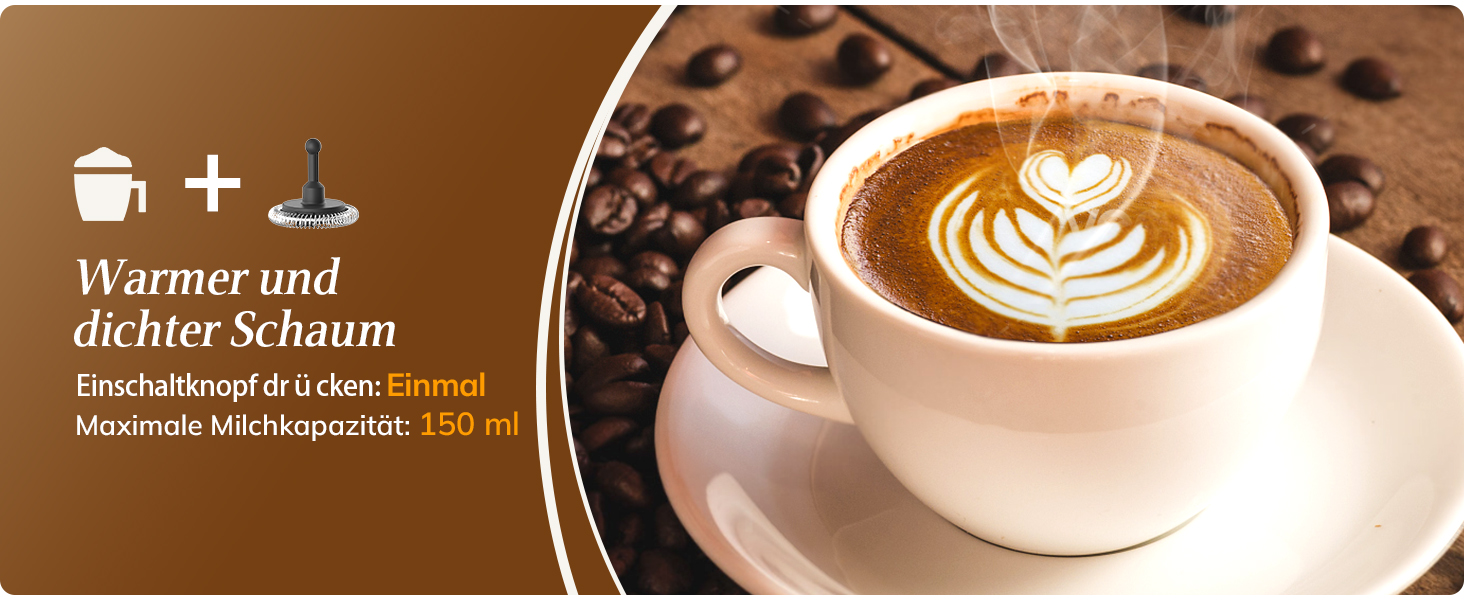 Електричний піногасник для молока Morpilot, 650W, нержавіюча сталь, 350мл, для гарячого та холодного молока, сумісний з посудомийною машиною