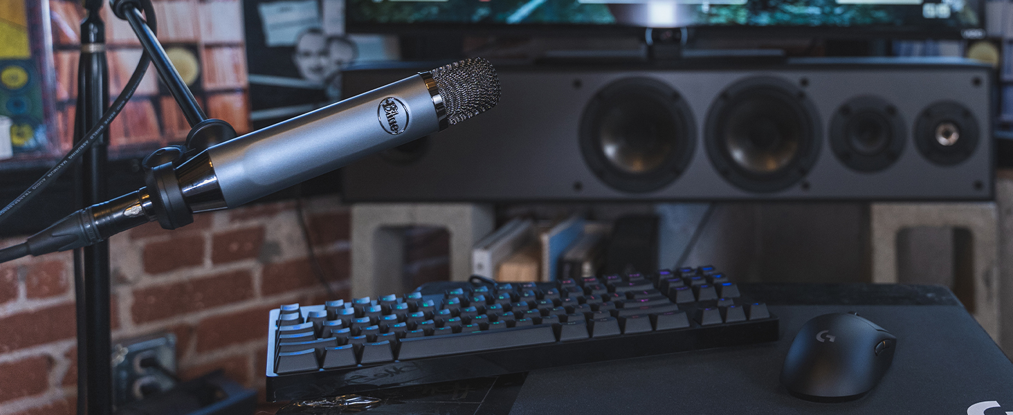 Конденсаторний мікрофон Blue Ember XLR для запису та стрімінгу, сірий + адаптер для стійки