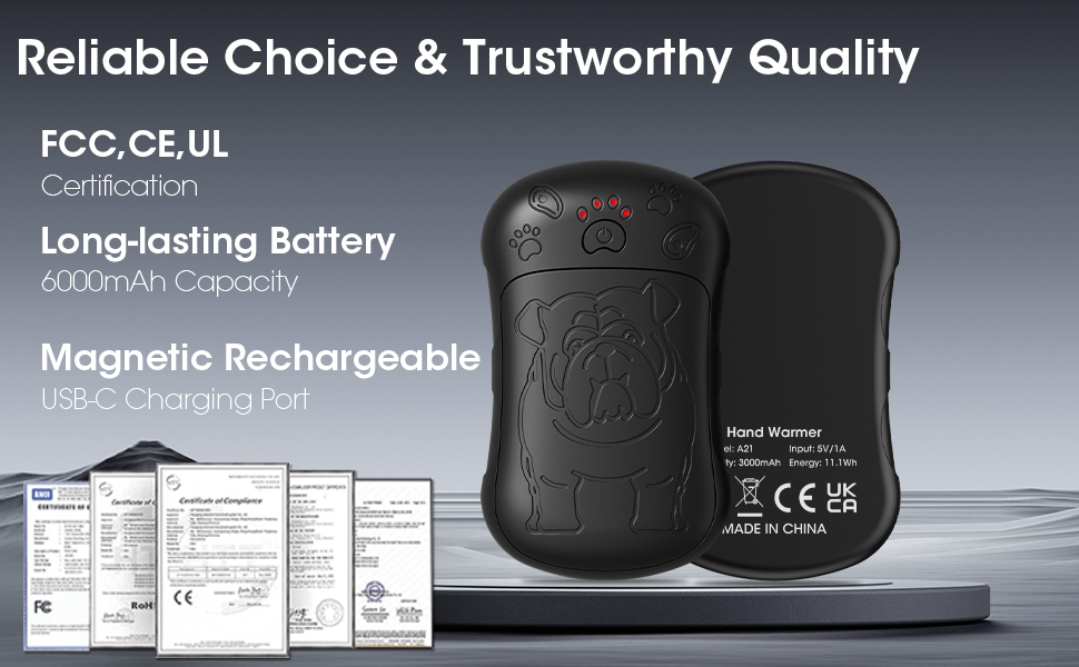 Електричні грілки для рук, 2 шт. 6000 мАг, акумуляторні, багаторазові, для спорту, полювання, кемпінгу, теплий подарунок, чорний