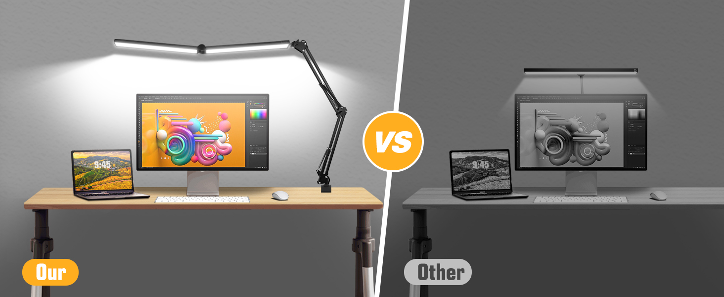 LED настільна лампа NOEVSBIG 24W з регулюванням яскравості, 5 режимів, таймер, сенсорне керування, кріплення, денне світло, сучасний дизайн