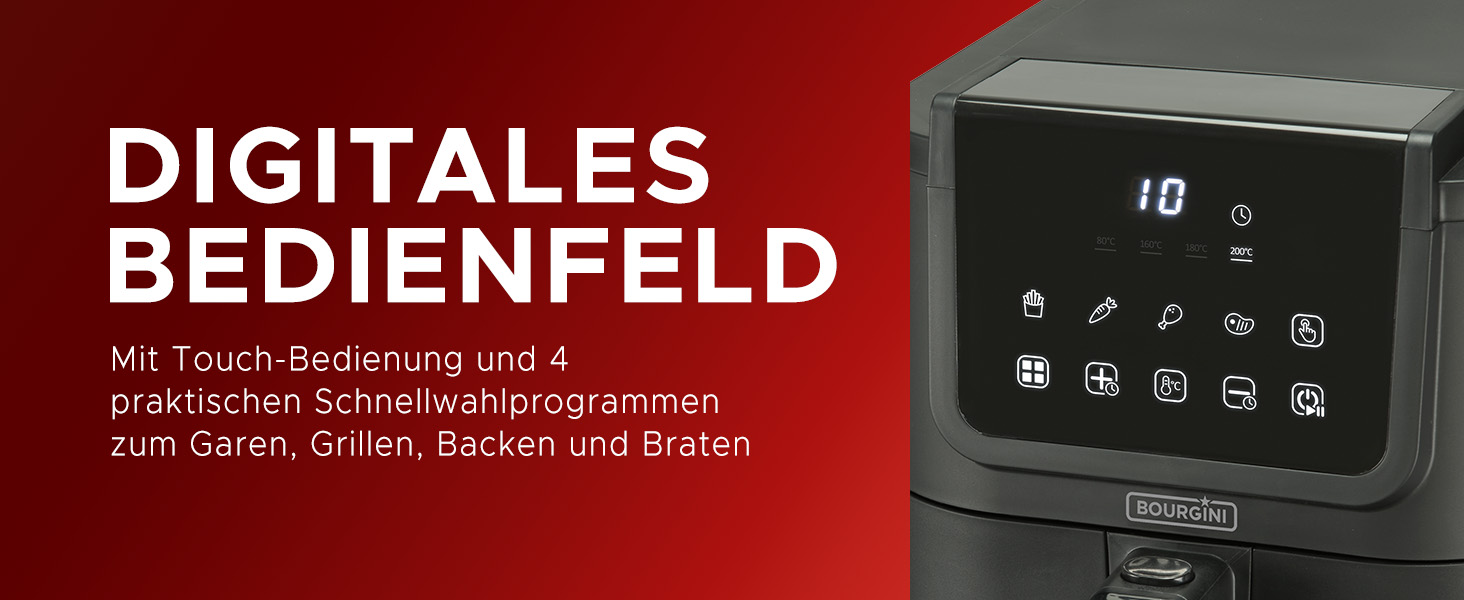 Фритюрниця BOURGINI з керамічним покриттям, 5 літрів, 1500 Вт, чорна (без шкідливих речовин)