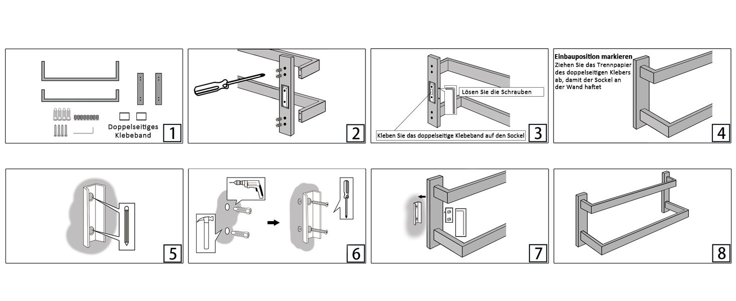 Тримач для рушників SAYAYO: настінний, багаторівневий, для ванної та кухні, 64 см (чорний)