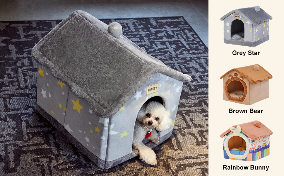Будка для собак маленьких порід зі зірковим малюнком, L, сіра - зручна та стильна кімната для вашого улюбленця