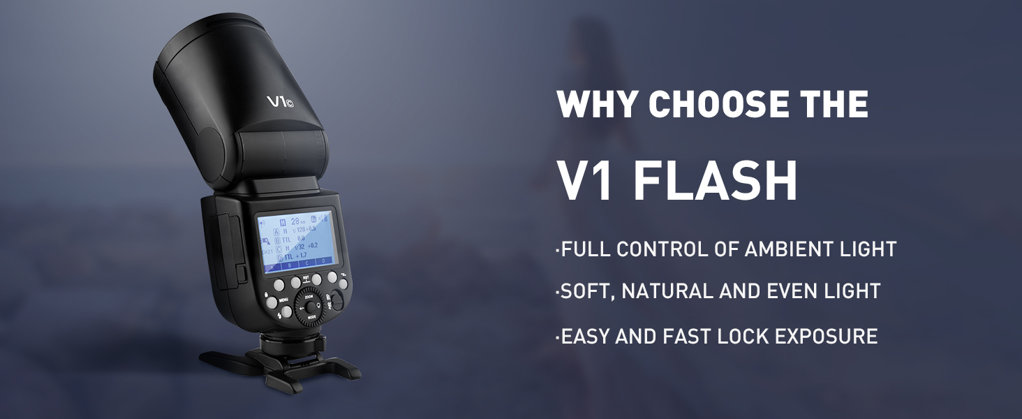 Godox V1-S: Швидкий спалах для камери Sony з Li-Ion акумулятором 2600 mAh, HSS 1/8000, 76W