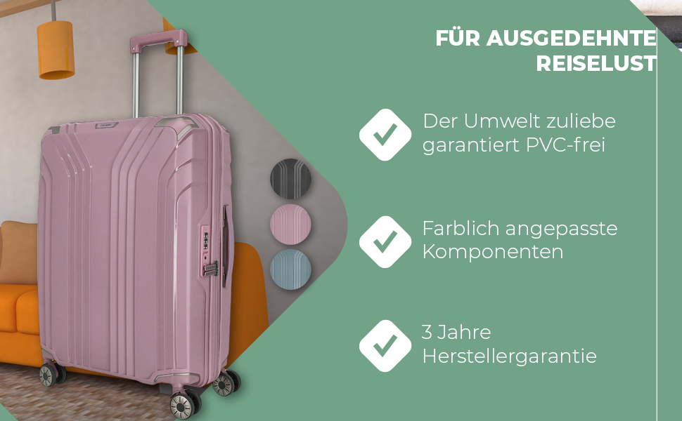 Чемодан Travelite ELVAA Rosé 66 см, 72-77 л, з TSA замком та розширюваною внутрішньою частиною