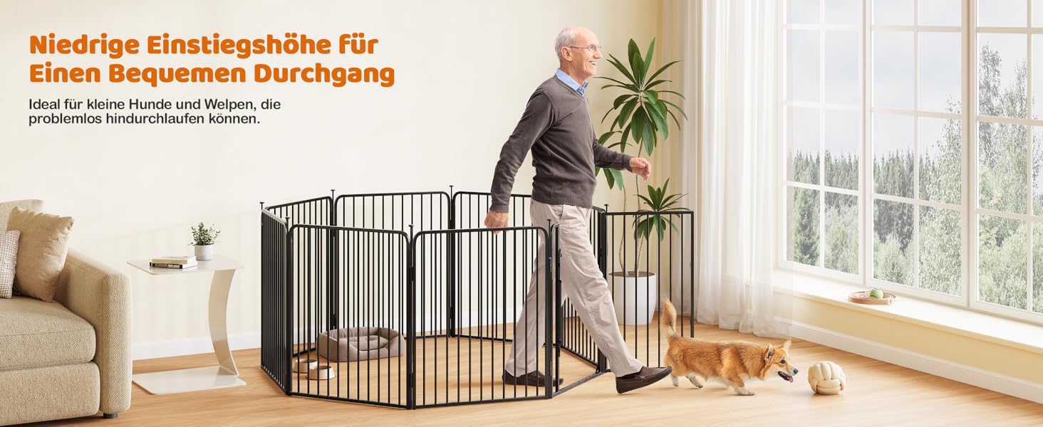 Вольєр для цуценят Yaheetech 8-секційний, 80 см, з замком, захист від подряпин, міцні металеві прути, для дому та саду