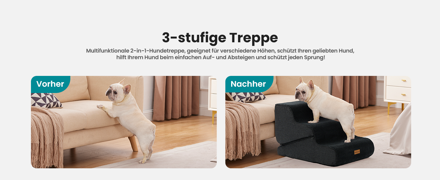 Сходинка для собак Gardner Pet - 3 сходинки, 35/42 см, з водонепроникним покриттям, для ліжка, дивану, крісла