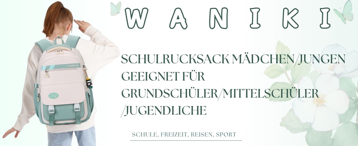 Дитячий рюкзак для школи: водонепроникний, з кількома кишенями, легкий, для дівчаток та хлопчиків (зелений, чорний)