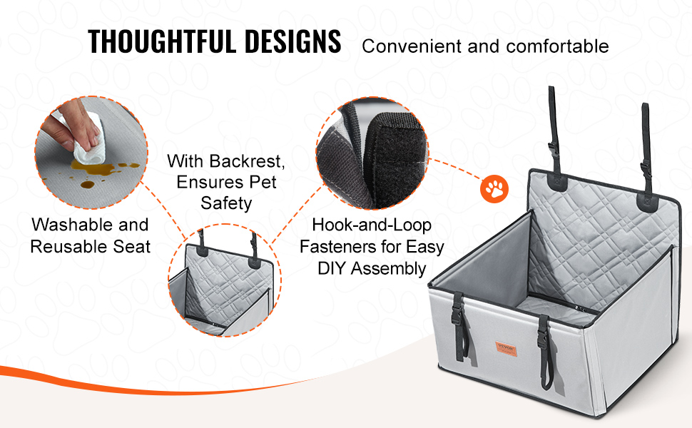 Автокрісло для собак VEVOR, водовідштовхувальне, з підставкою, з поворотцем, для собак до 22 кг (Сірий)