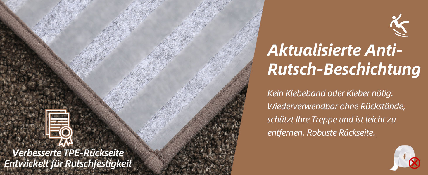 Ковзаючі сходи COSY HOMEER, 15 шт., 70 x 22 см, антиковзкі, самоклеючі, машинне прання, 100% поліестер, TPE-підкладка, для дітей, літніх людей та домашніх тварин, сірий та білий