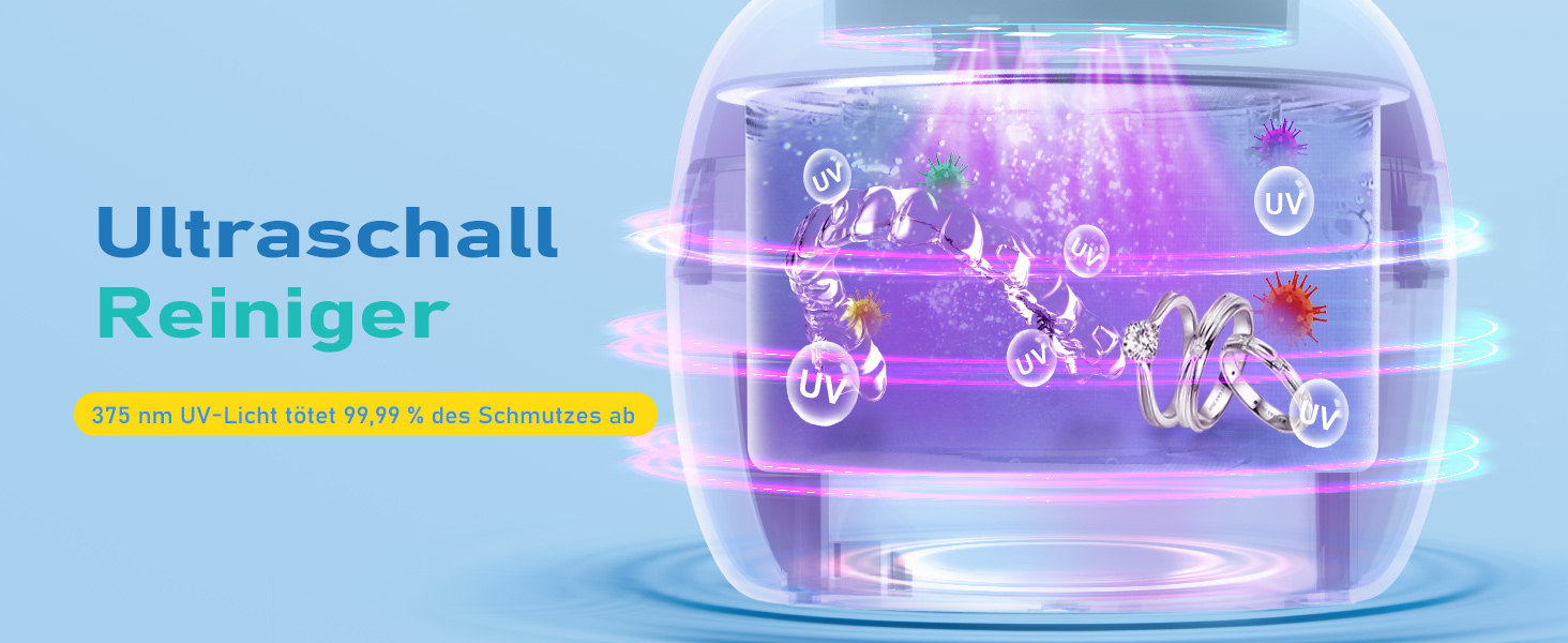 Ультразвуковий очищувач для стоматології 50kHz, 250мл з УФ-лампою (6 ламп) для брекетів, кап, ретейнерів, зубних протезів, елайнерів та ювелірних виробів, чорний