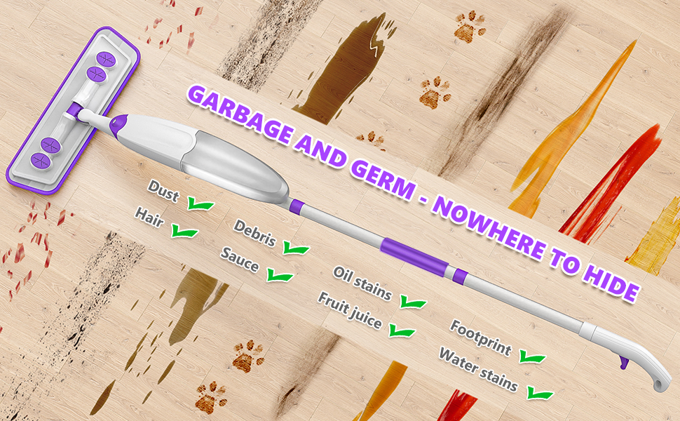 Швабра з розпилювачем, швабра для підлоги з розпилювачем, набір швабр з 3 змінними мікрофібровими накладками, підходить для одноразових накладок, біла швабра з резервуаром для води